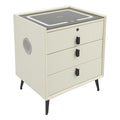 Beige White Smart LED Nightstand with USB Charging E445