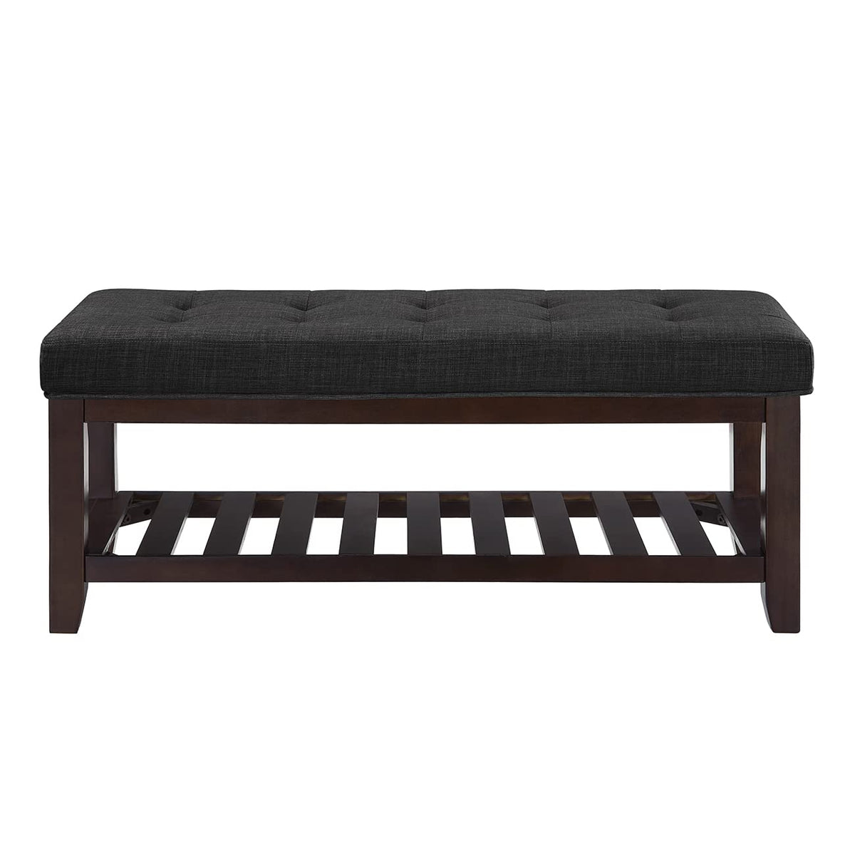 Large Rectangular Upholstered Tufted Linen Ottoman Bench I6762