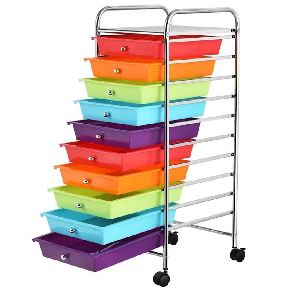 10 Drawer Rolling Storage Cart with Locking Casters I3986