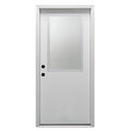 Primed Fiberglass 1/2 Lite Clear Glass Prehung Entry Door 36" x 80" E590