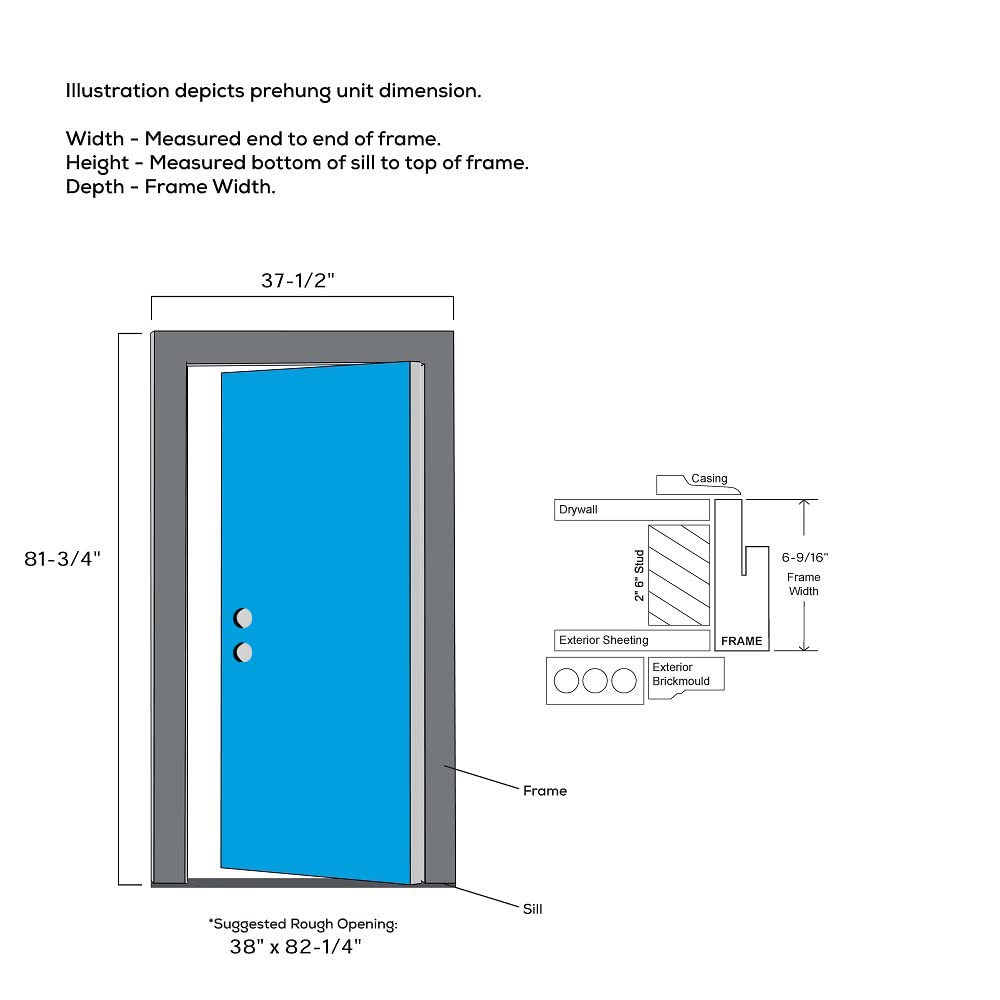 Primed Fiberglass 1/2 Lite Clear Glass Prehung Entry Door 36" x 80" E590