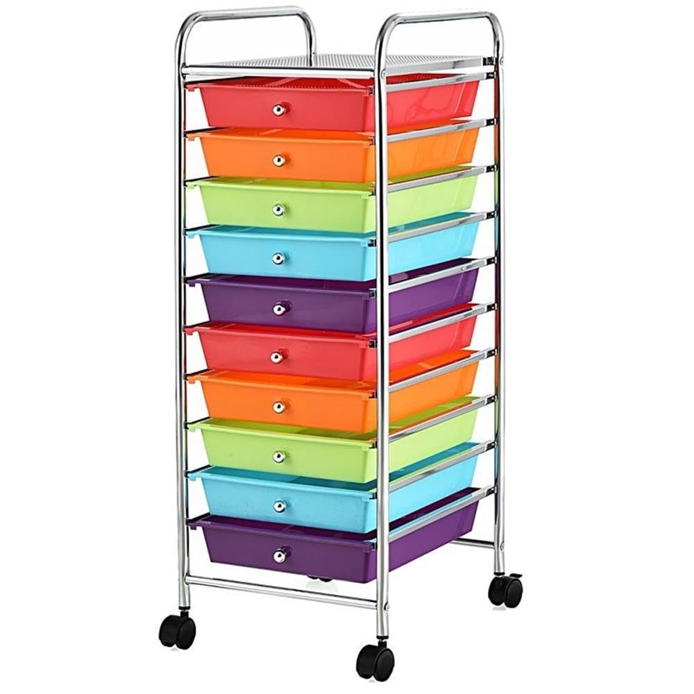 10 Drawer Rolling Storage Cart with Locking Casters I3986