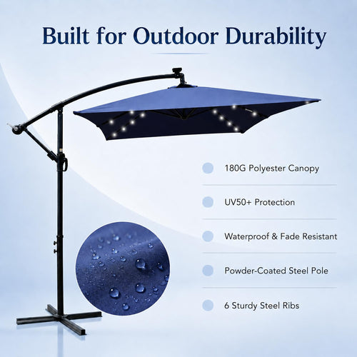 10x6.5FT Navy Blue Solar Patio Umbrella V560172