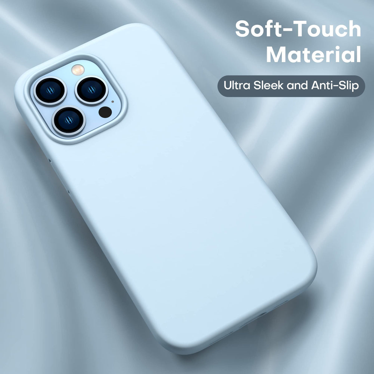 Light Blue Silicone Case with Glass Screen Protectors A8567