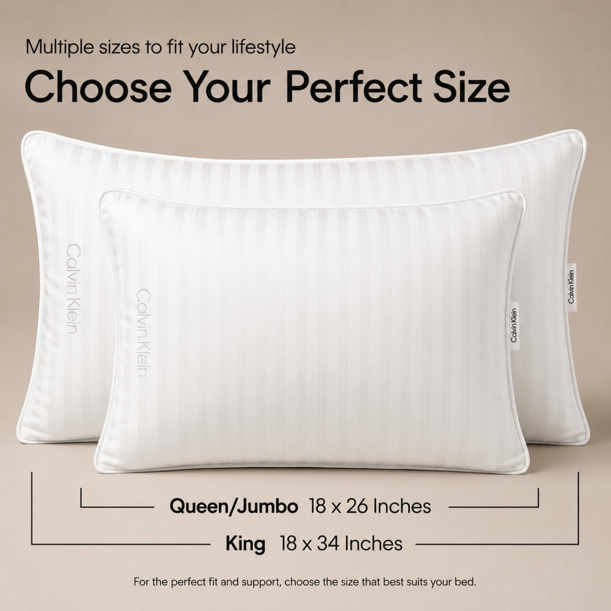 King Size Set of 2 Medium Soft Bed Pillows Q3017