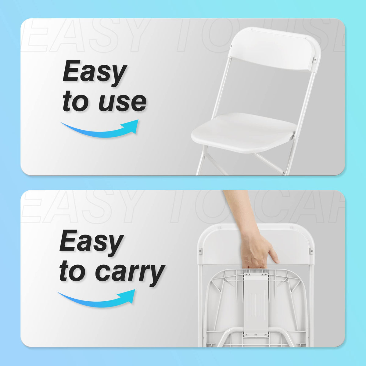 6 Pack White Plastic Folding Chair with Steel Frame X19818