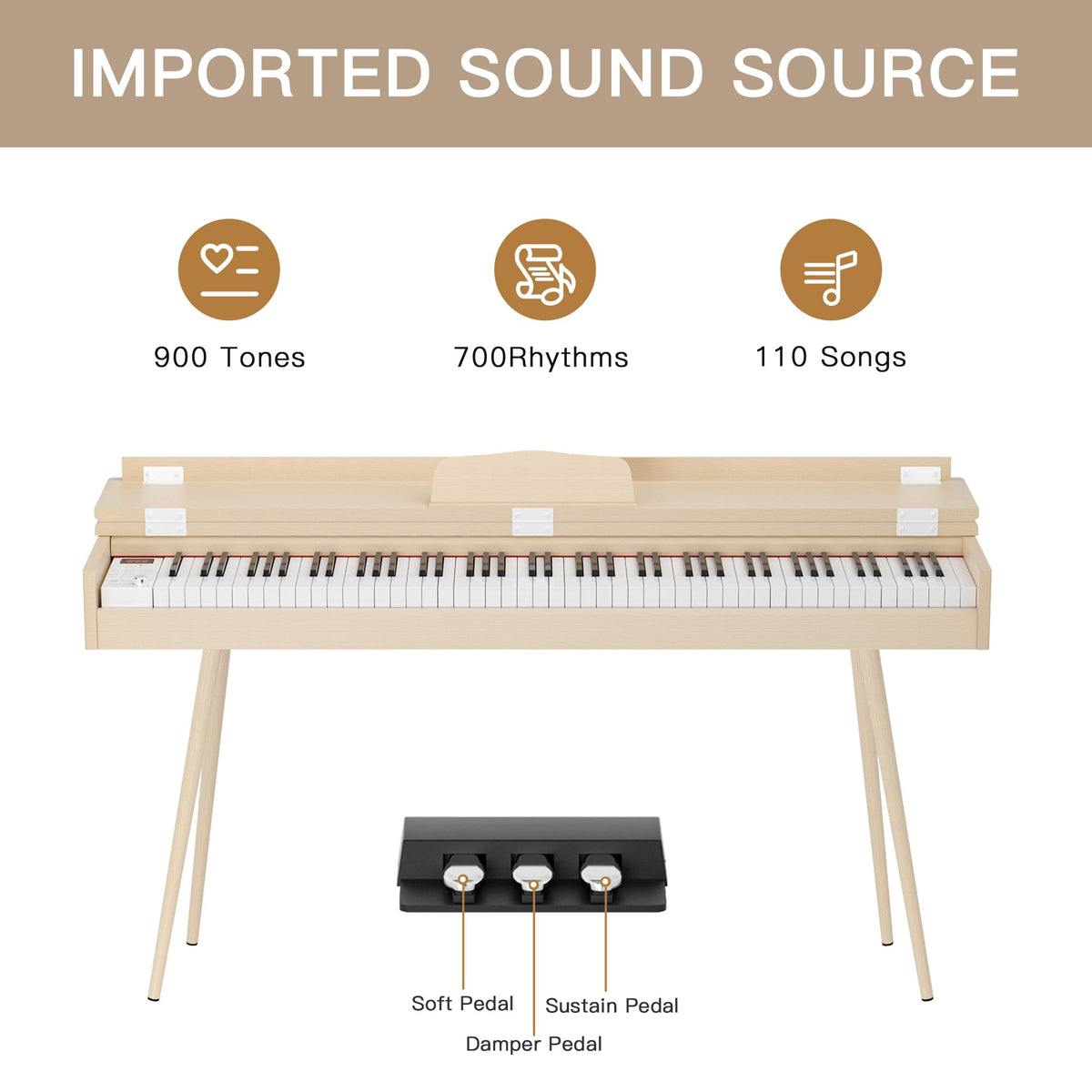 88-Key Weighted Digital Piano with 3-Pedal and Stand D78767