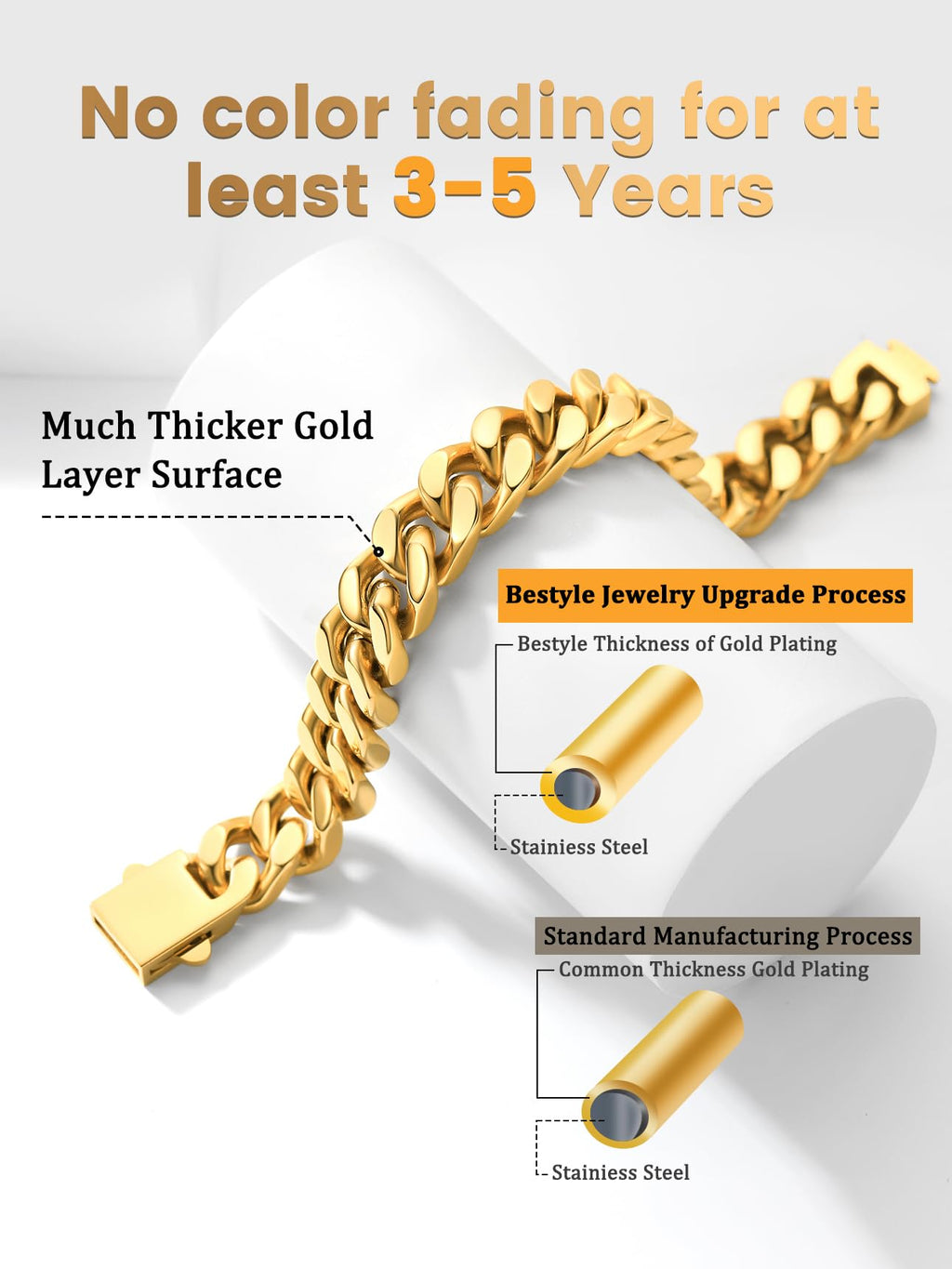 Stainless Steel Cuban Link Chain Necklace H9608