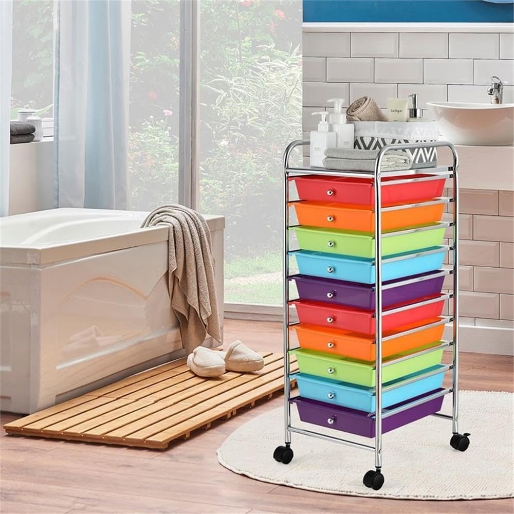 10 Drawer Rolling Storage Cart with Locking Casters I3986