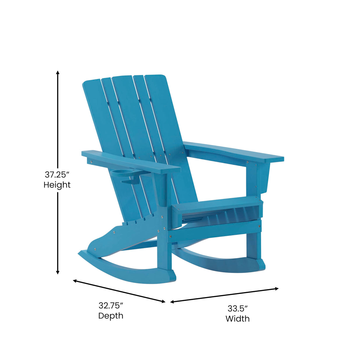 Blue Weather Resistant Poly Resin Adirondack Rocking Chair E49444