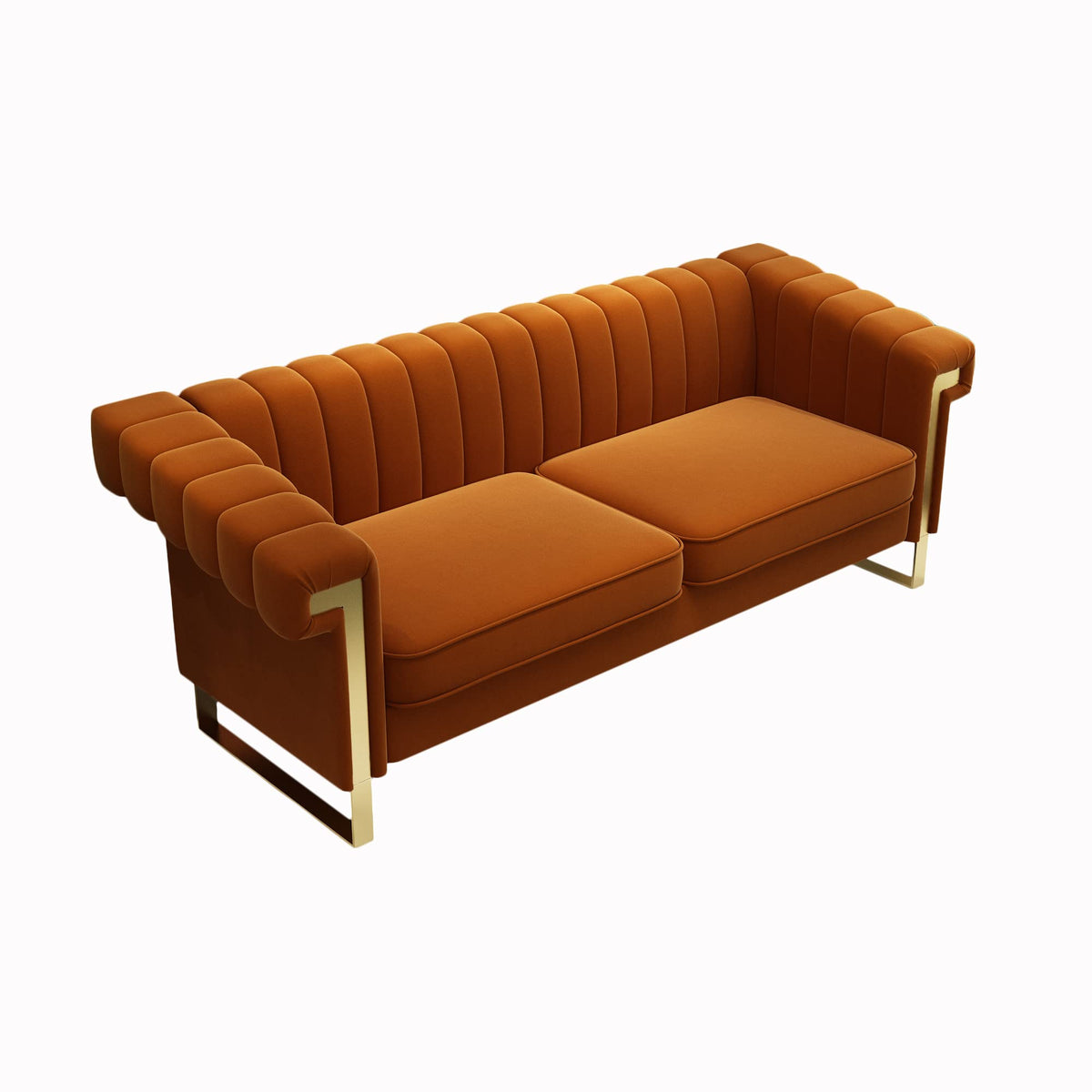 84 Inch Orange Velvet Chesterfield Sofa C888