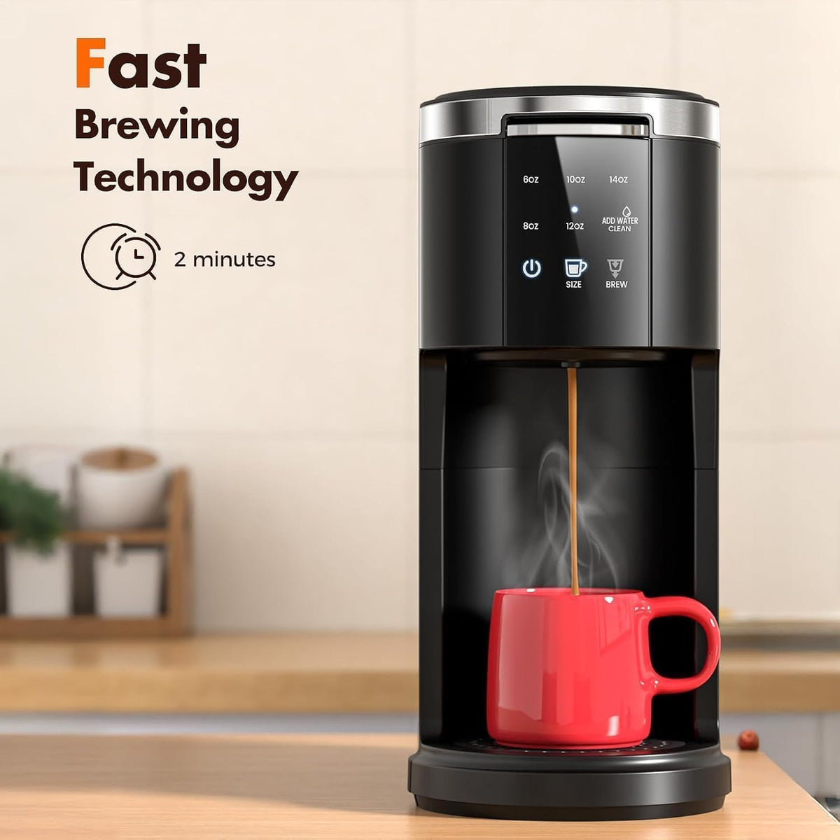 Single Serve 2 in 1 Coffee Maker with 40oz Removable Water Reservoir F653