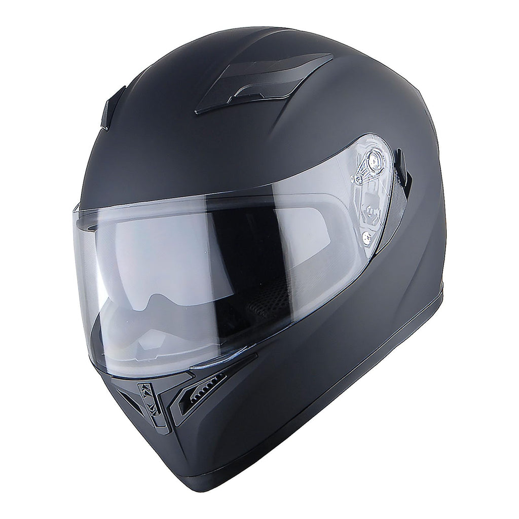 Full Face Motorcycle Helmet with LED Tail Light Matt Black D229