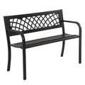 4 Feet Heavy-Duty Metal Patio Bench with Backrest Armrests L999