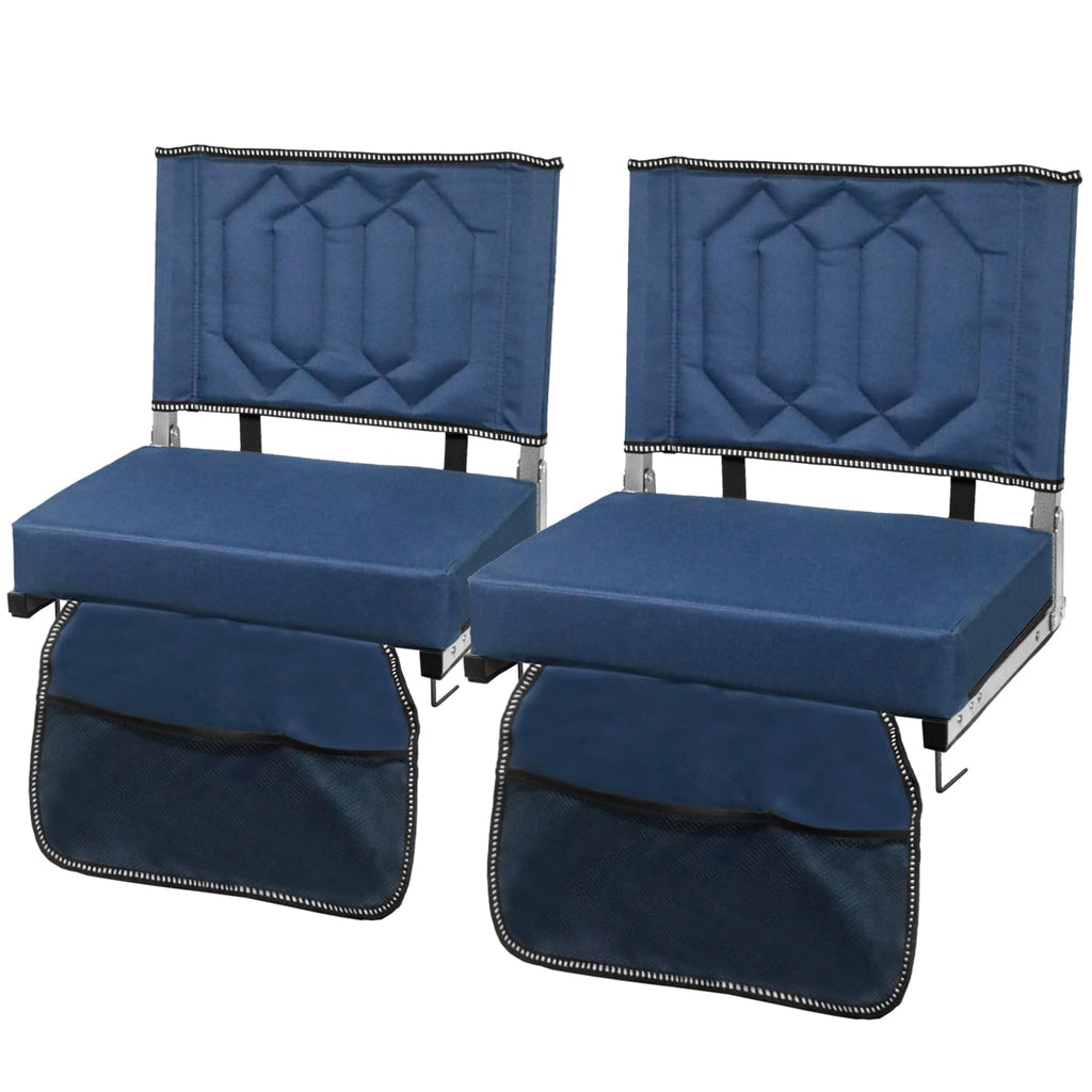 Portable Folding Stadium Seats with Back Support and Cushion, Navy, 2Pack L213548