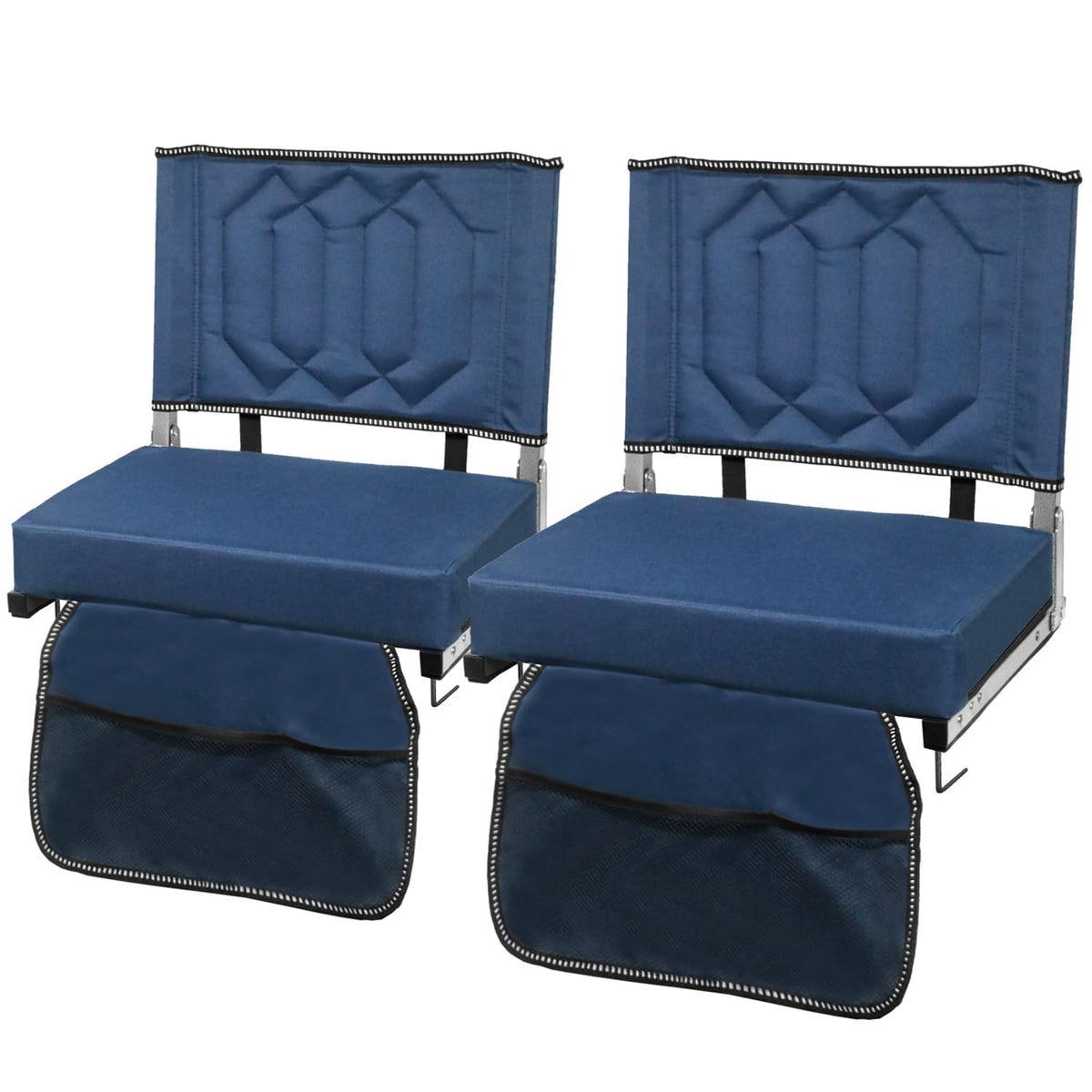Portable Folding Stadium Seats with Back Support and Cushion, Navy, 2Pack L213548