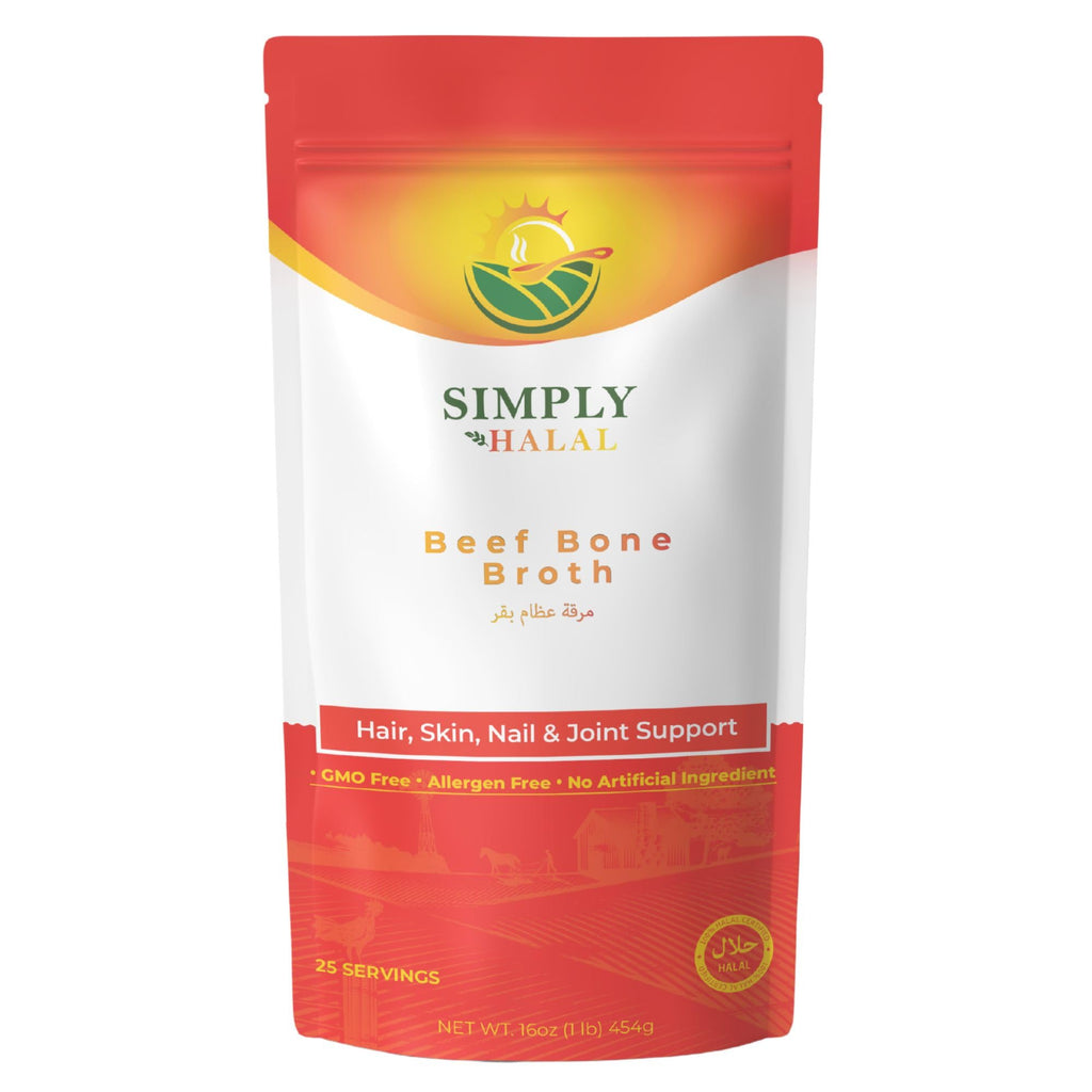 Halal Bone Broth Protein Powder, Grass-Fed Hydrolyzed Collagen, 25 Servings 16 Oz Q49613