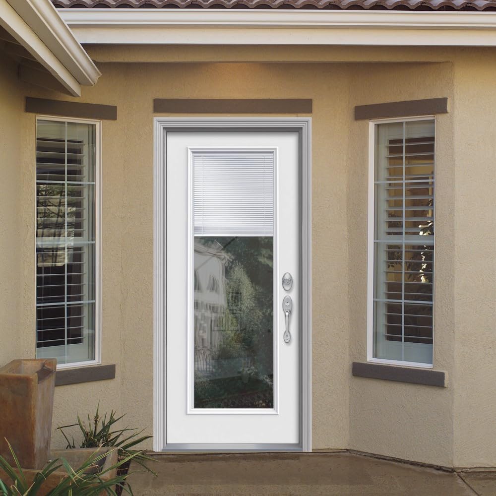 Fiberglass Smooth Primed Left Hand In-Swing Prehung Front Door Full Lite Clear Glass 36" x 80" E35982
