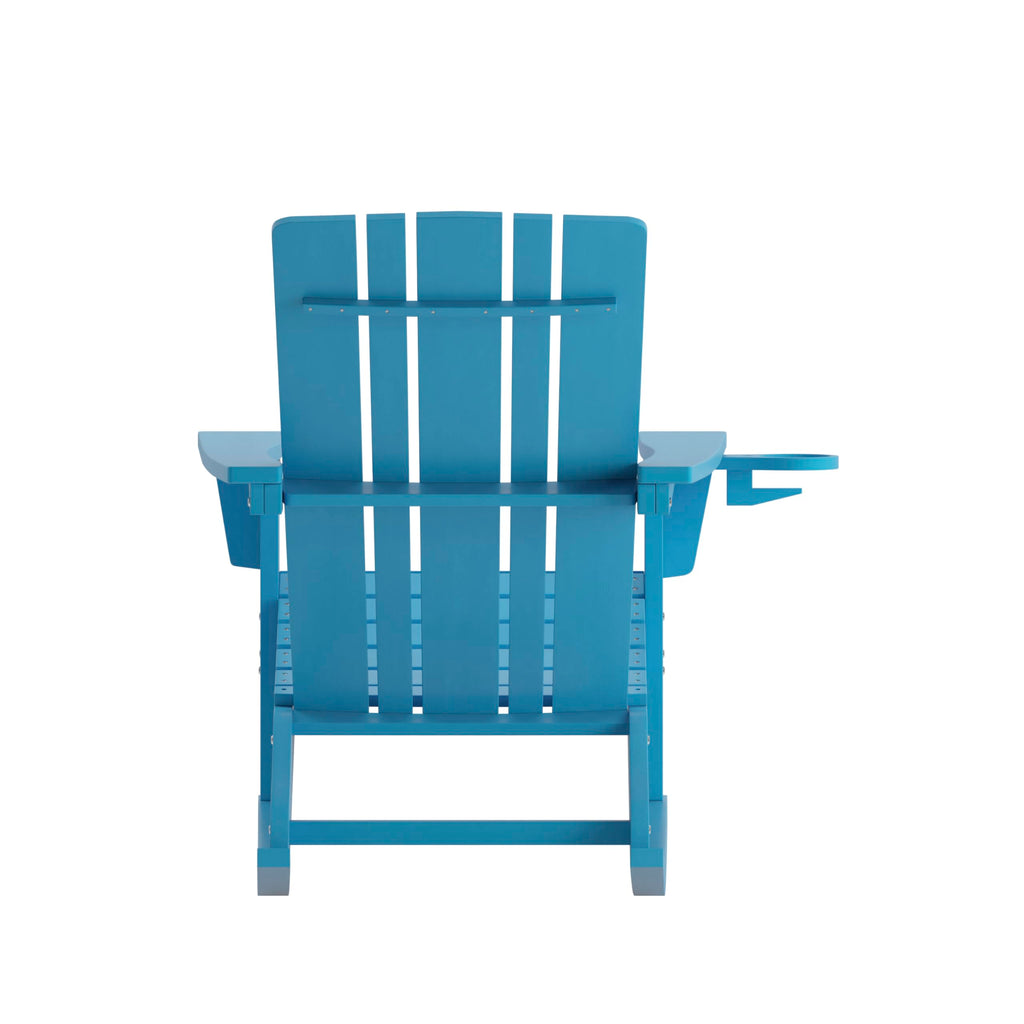 Blue Weather Resistant Poly Resin Adirondack Rocking Chair E49444
