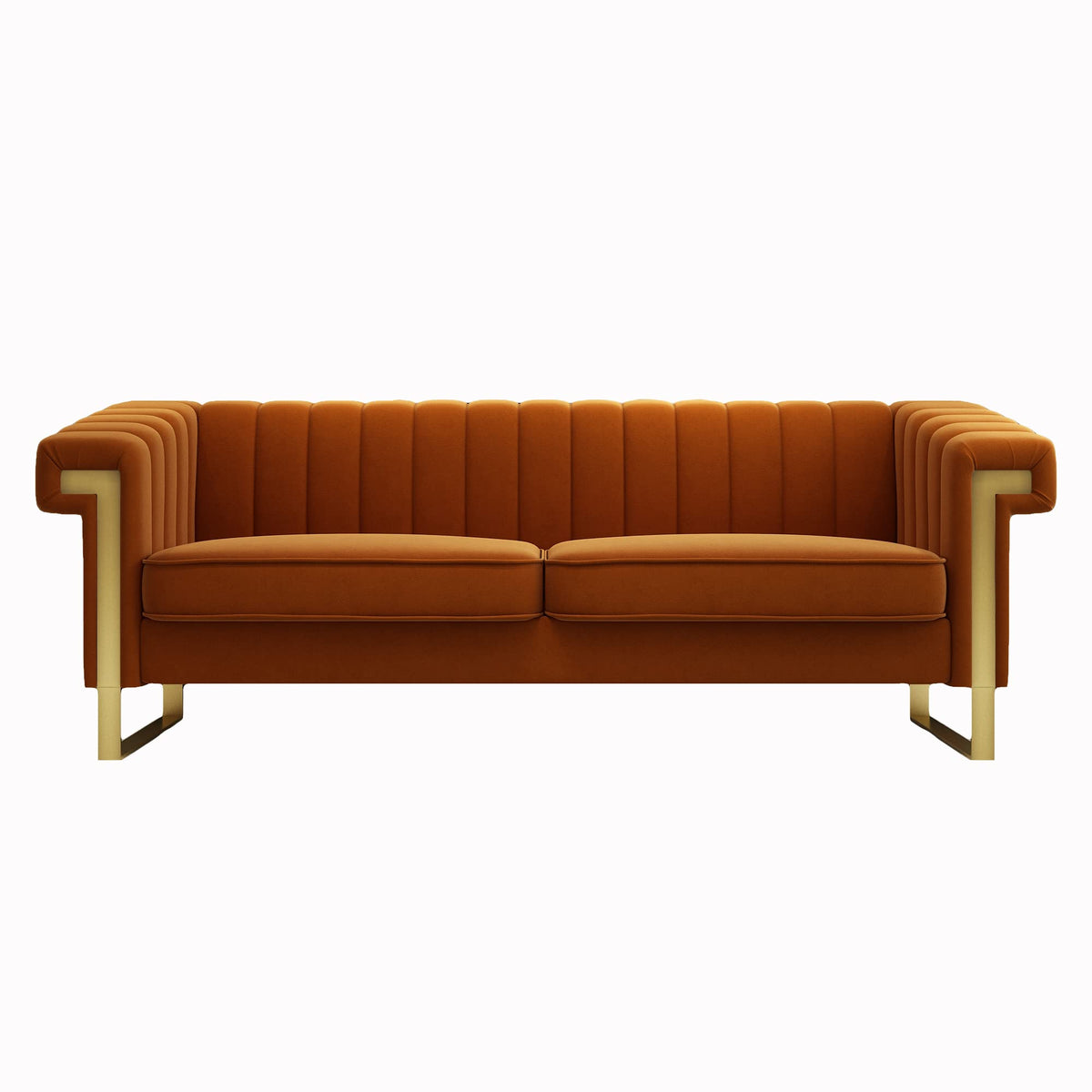84 Inch Orange Velvet Chesterfield Sofa C888