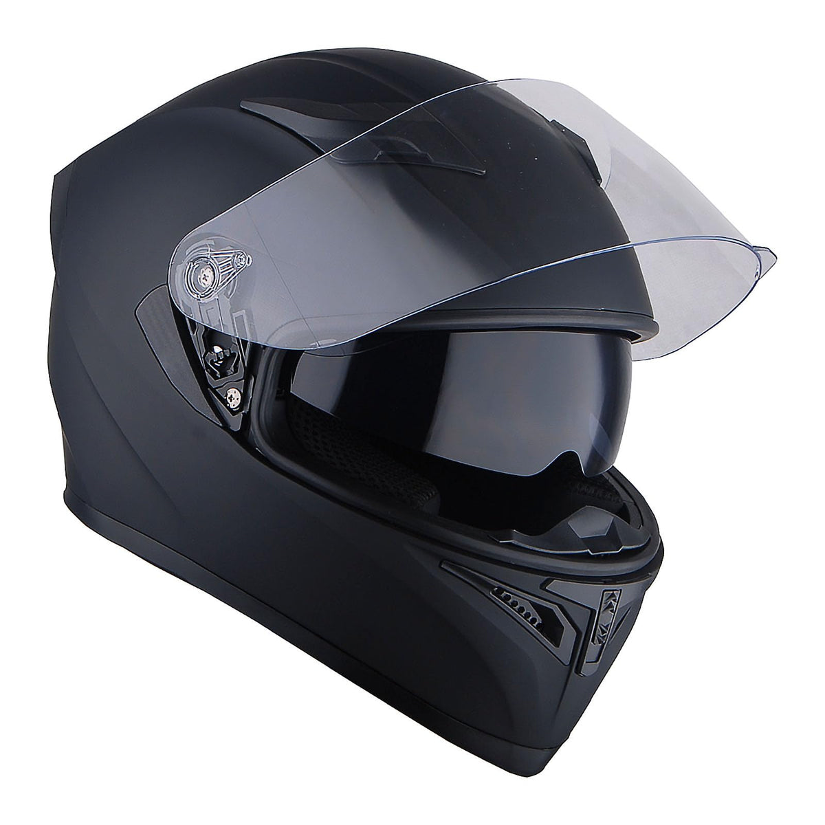Full Face Motorcycle Helmet with LED Tail Light Matt Black D229