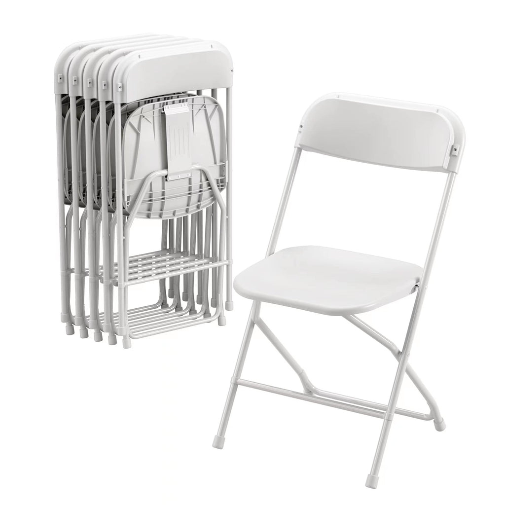 6 Pack White Plastic Folding Chair with Steel Frame X19818