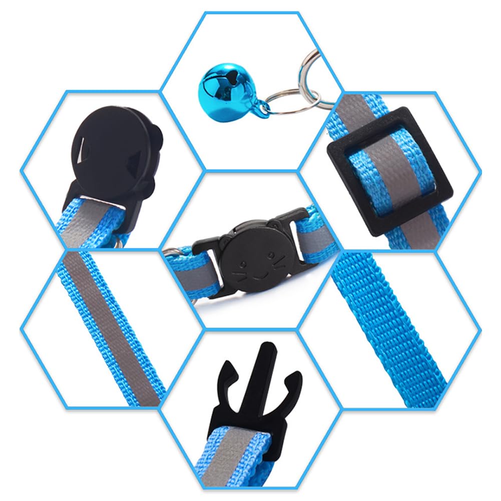 6 Pack Reflective Nylon Cat Collar with Bell Y3243