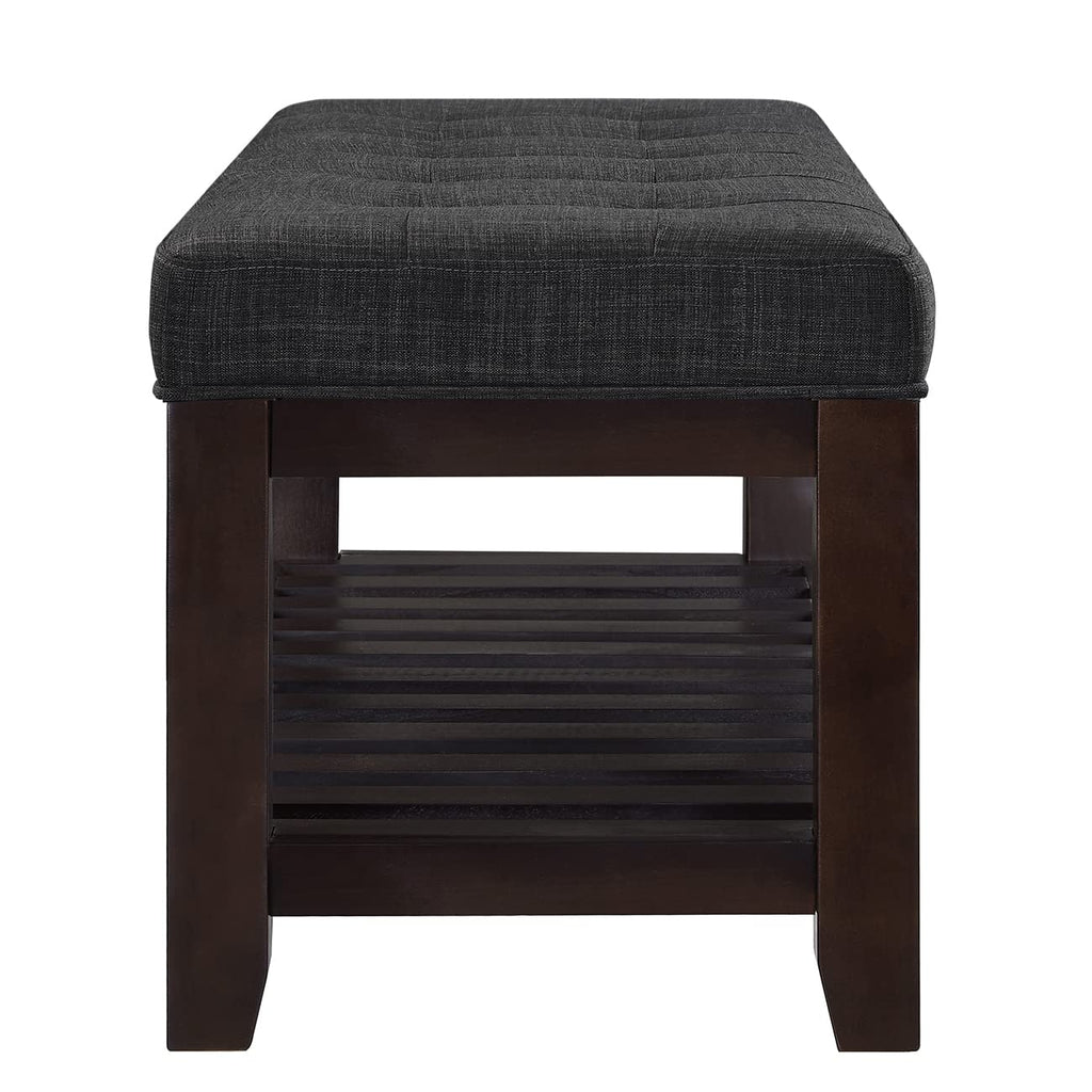 Large Rectangular Upholstered Tufted Linen Ottoman Bench I6762