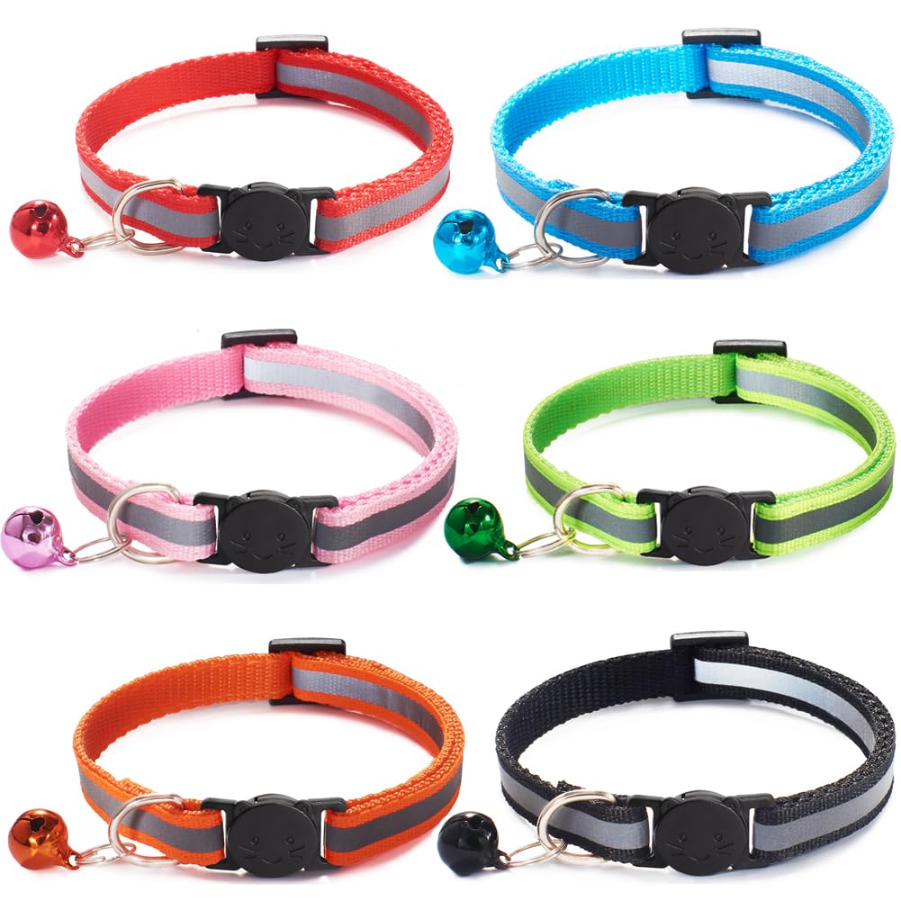 6 Pack Reflective Nylon Cat Collar with Bell Y3243