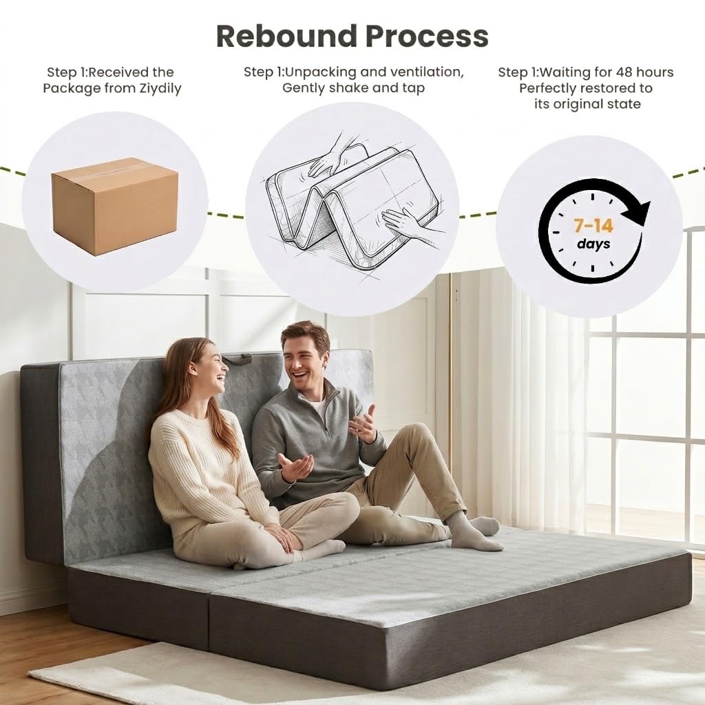 6" Trifold Full Size Memory Foam Mattress Q74808