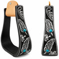 Black Aluminum Engraved Horse Saddle Stirrups O929