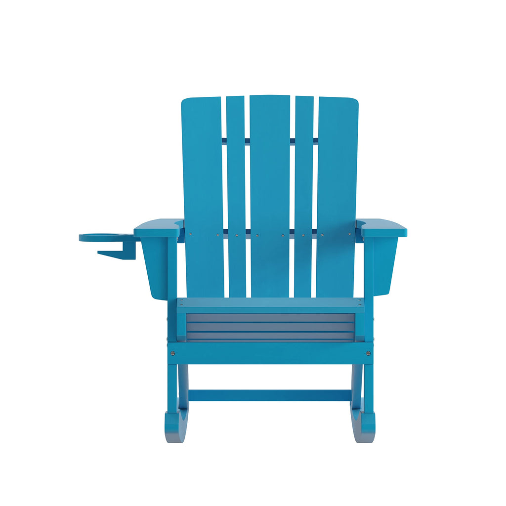 Blue Weather Resistant Poly Resin Adirondack Rocking Chair E49444