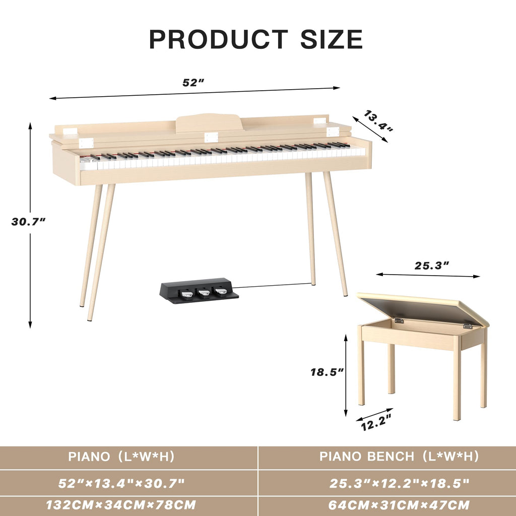 88-Key Weighted Digital Piano with 3-Pedal and Stand D78767