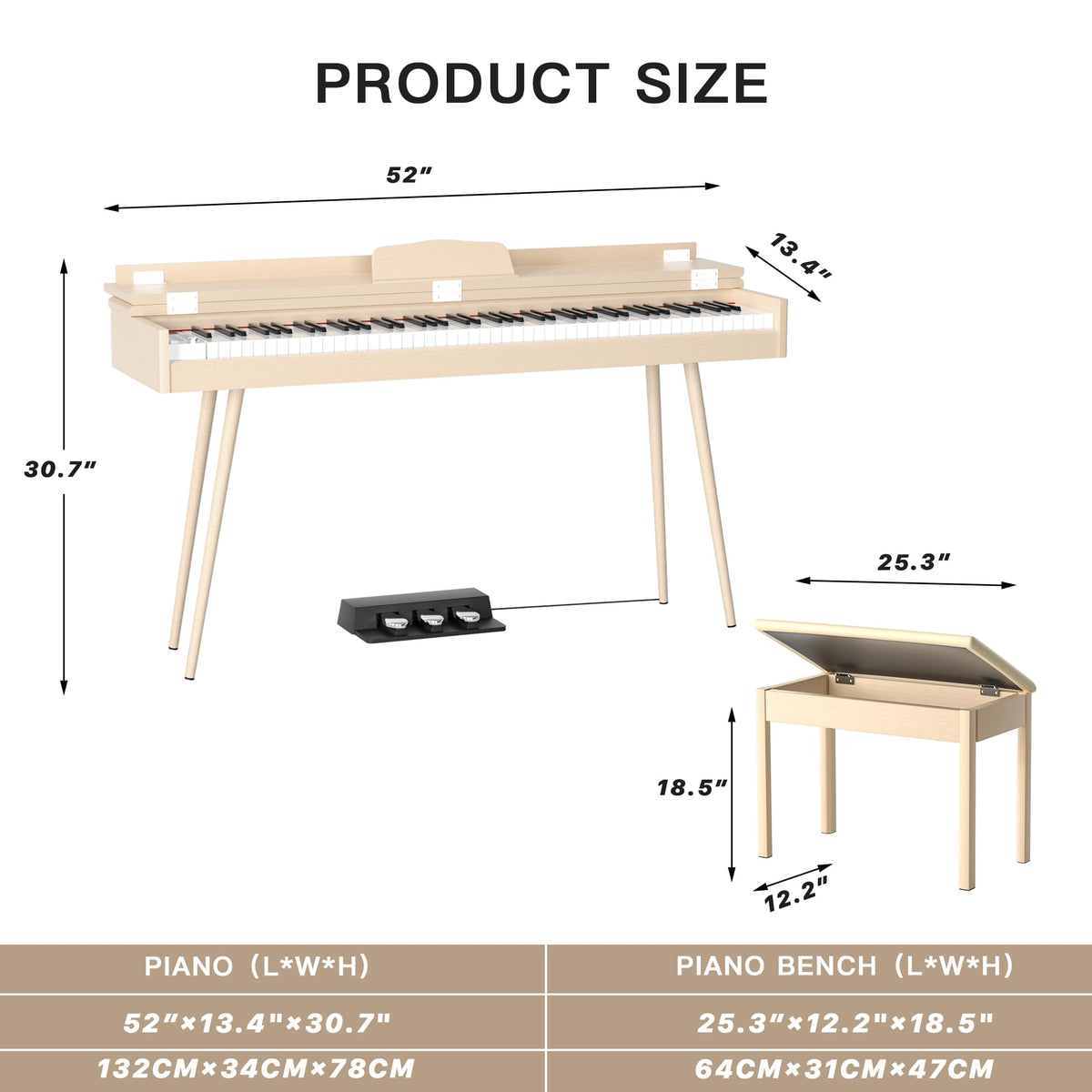 88-Key Weighted Digital Piano with 3-Pedal and Stand D78767