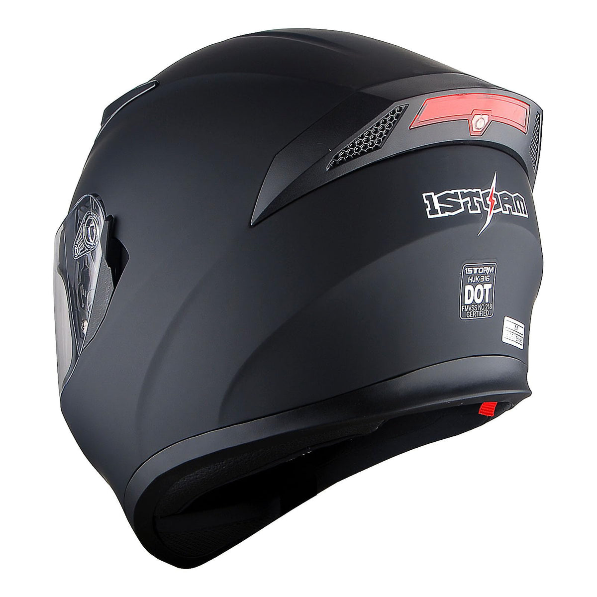 Full Face Motorcycle Helmet with LED Tail Light Matt Black D229