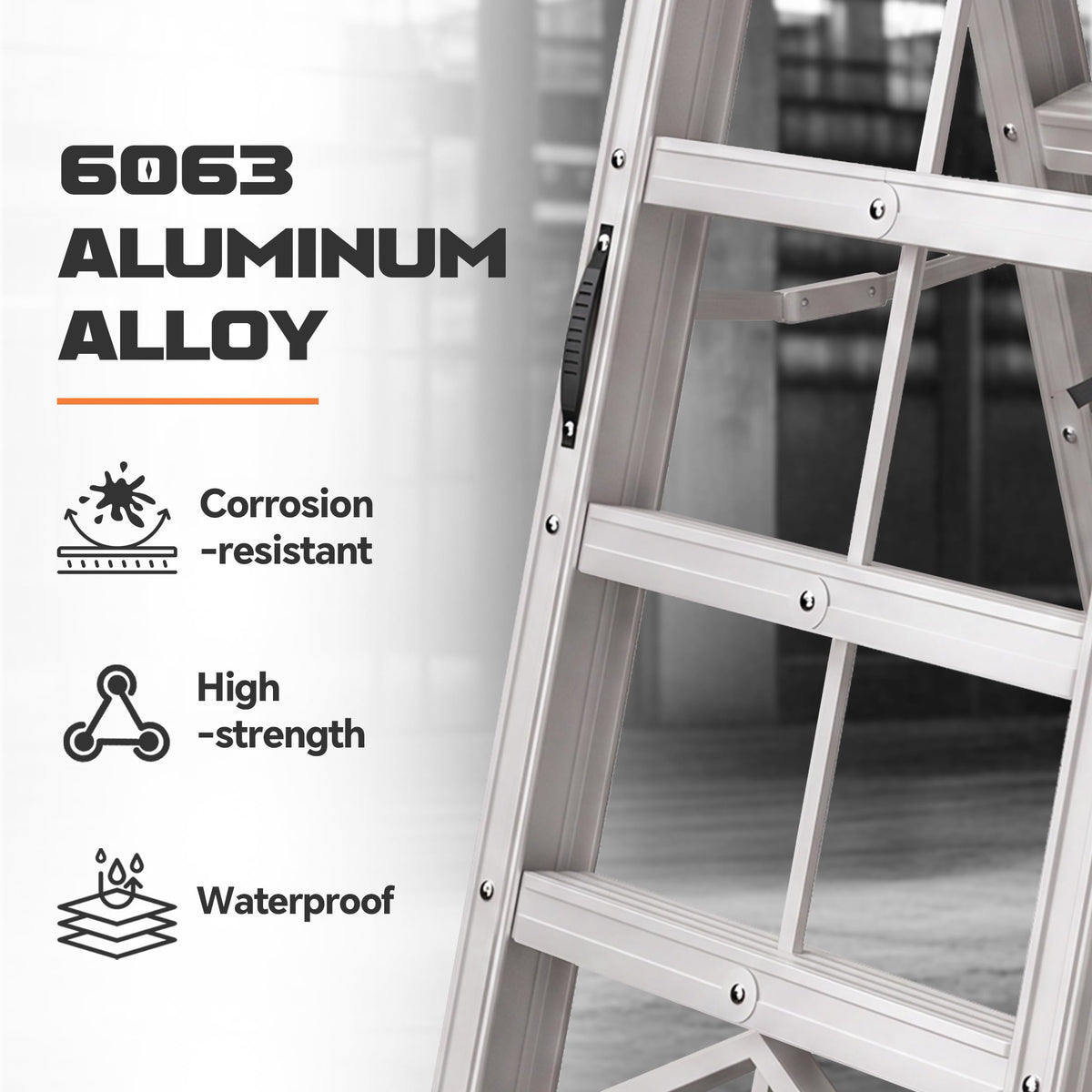 Aluminum Foldable 5-Step Ladder with Wide Anti-Slip Pedal Y499837