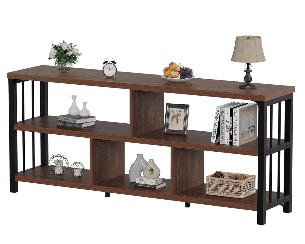 63” Long Low Open Wood Bookshelf F23126