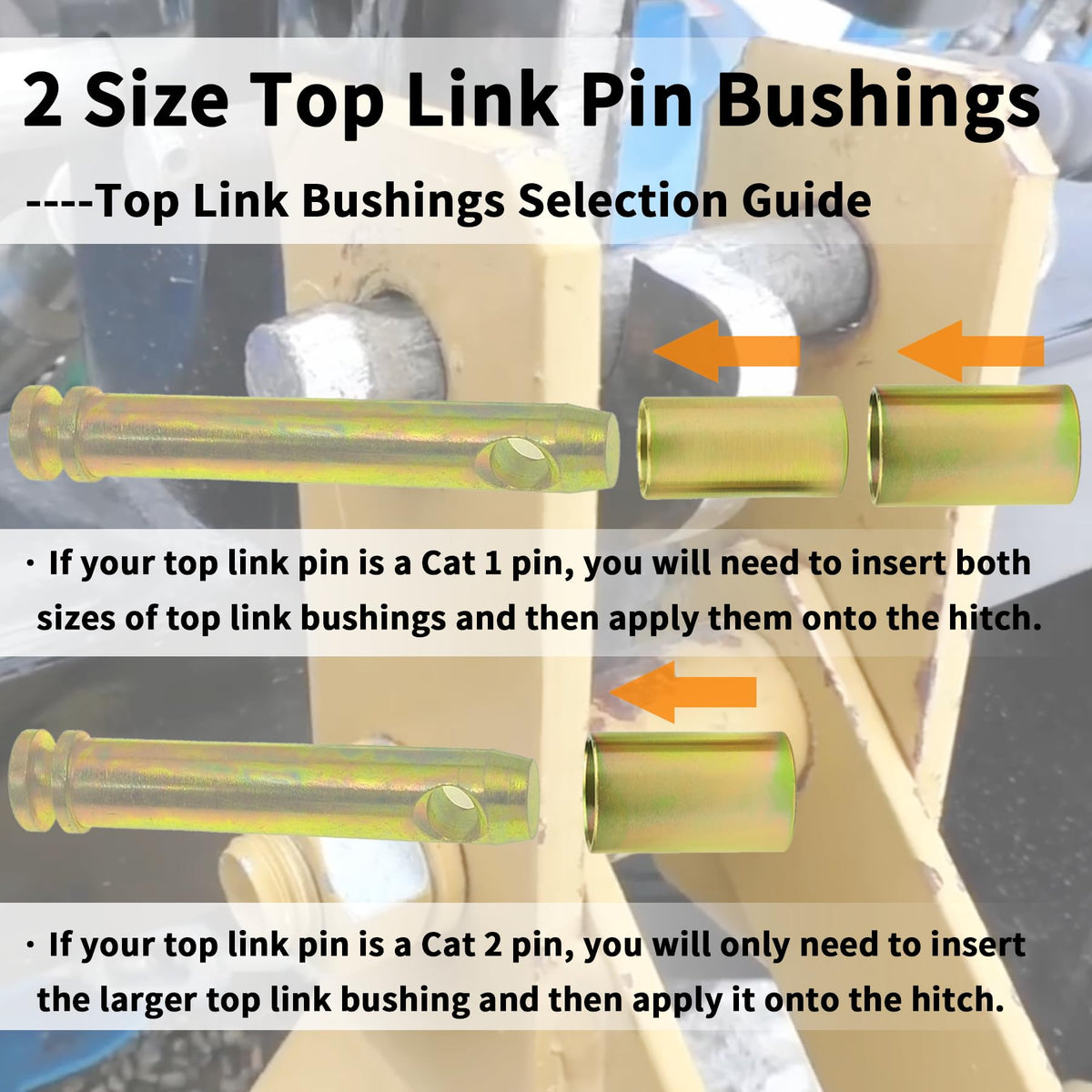 Quick Hitch Adapter Bushing Set with Top Link Bushings, 2 Pair, Gold K249