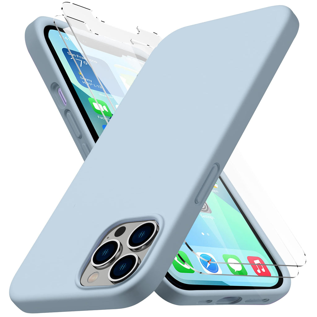 Light Blue Silicone Case with Glass Screen Protectors A8567