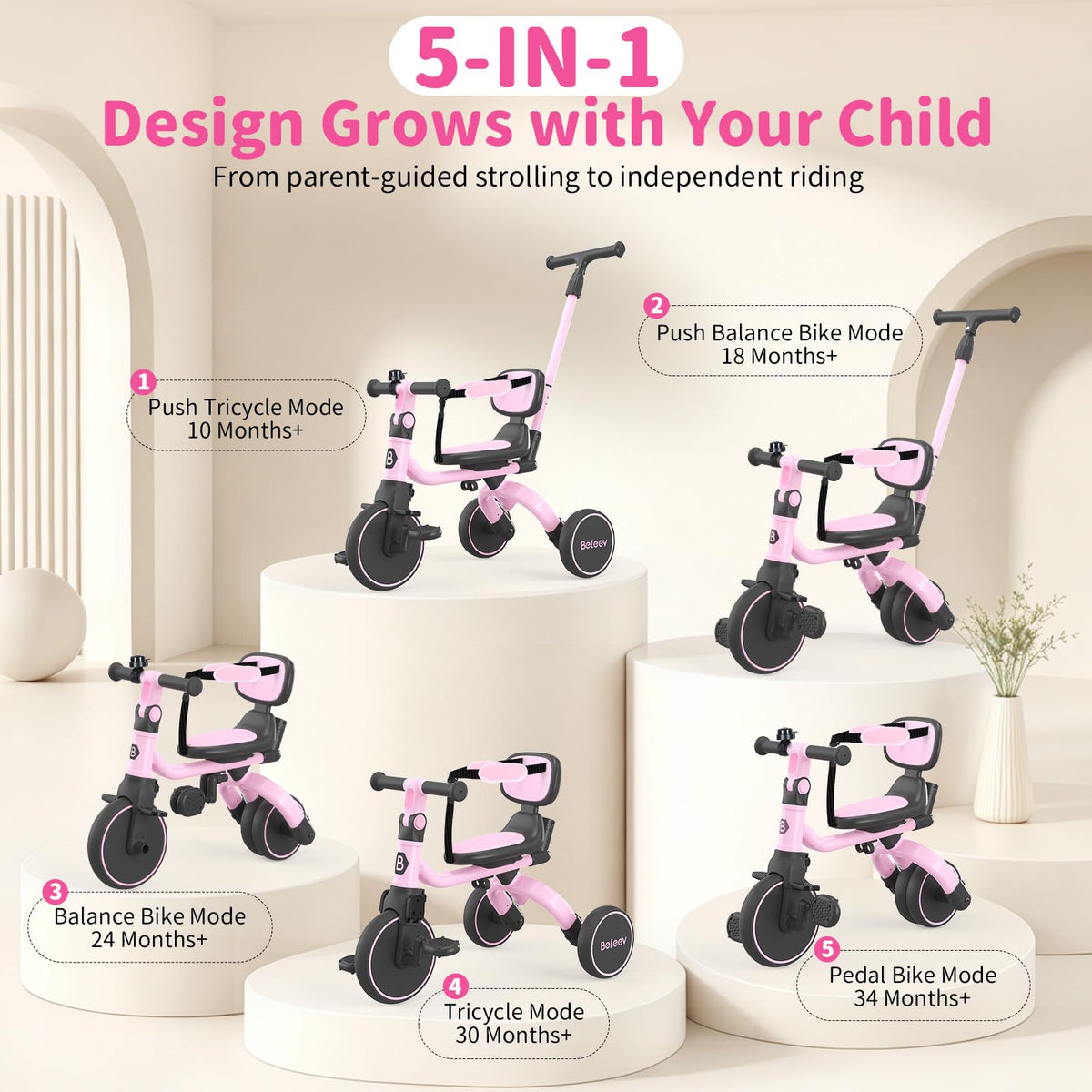 5 in 1 Toddler Tricycle & Balance Bike M111472