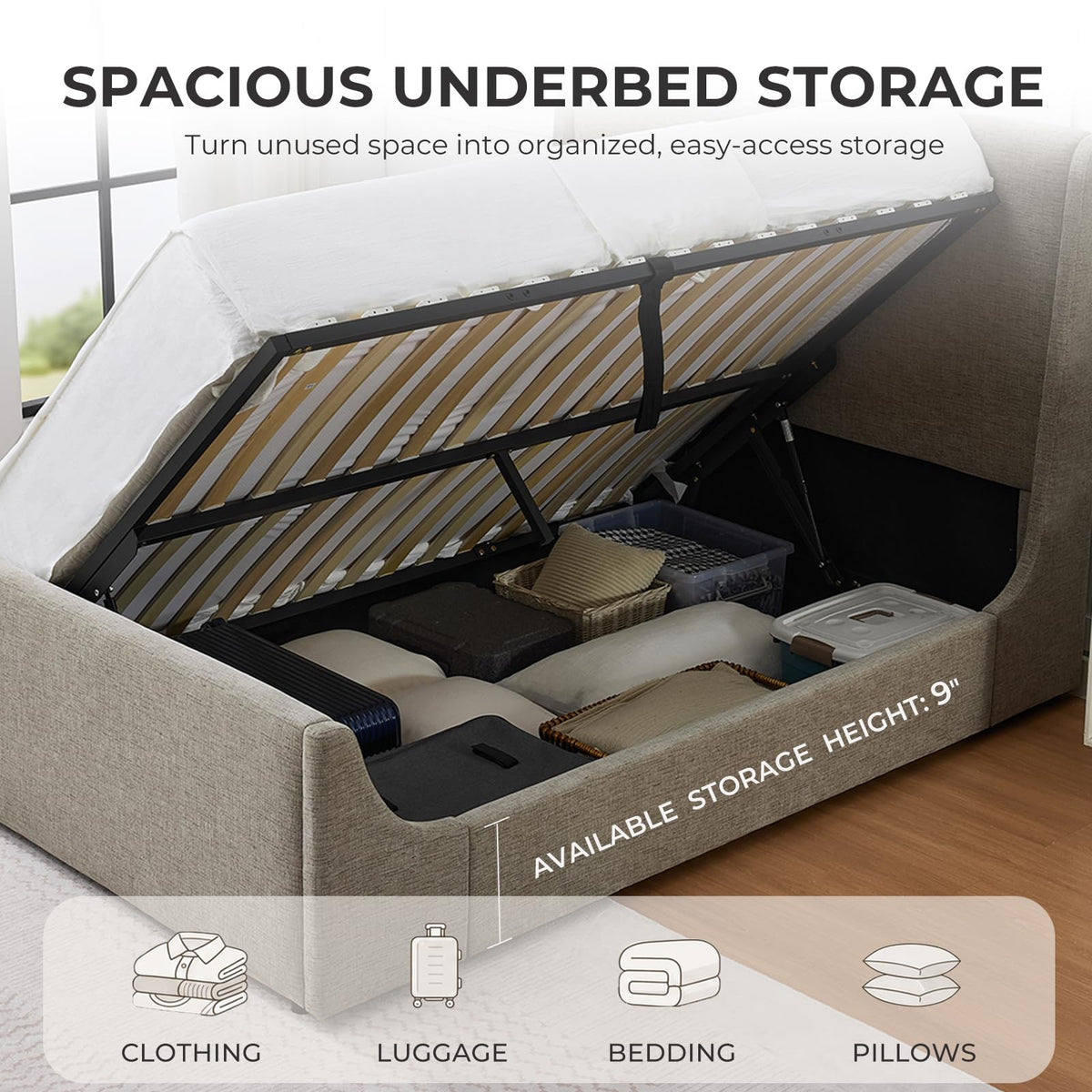 Full Size Lift Up Storage Bed Frame U250926