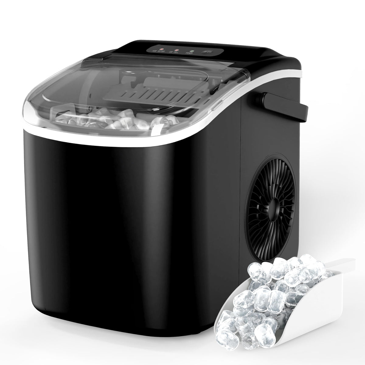 Countertop Ice Maker with Self-Cleaning, Ice Spoon and Basket, Black O585817