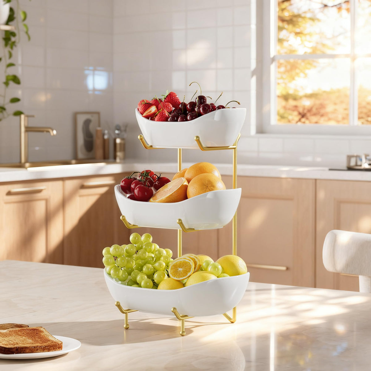 Ceramic 3 Tier Fruit Bowl F24681