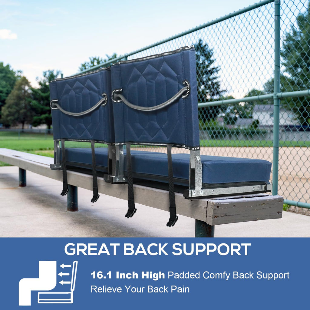 Portable Folding Stadium Seats with Back Support and Cushion, Navy, 2Pack L213548