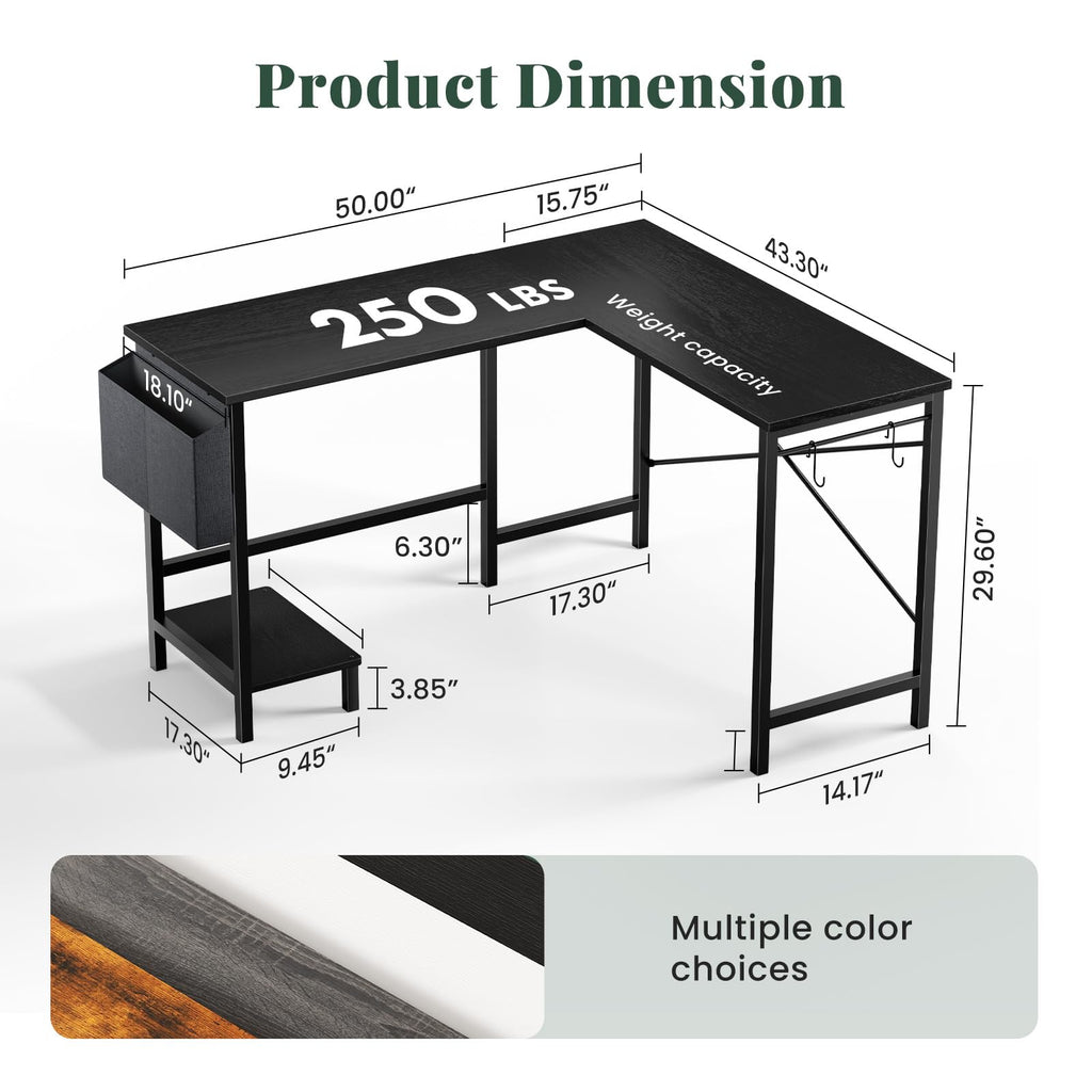 L Shaped Gaming Desk with PC Stand W919165