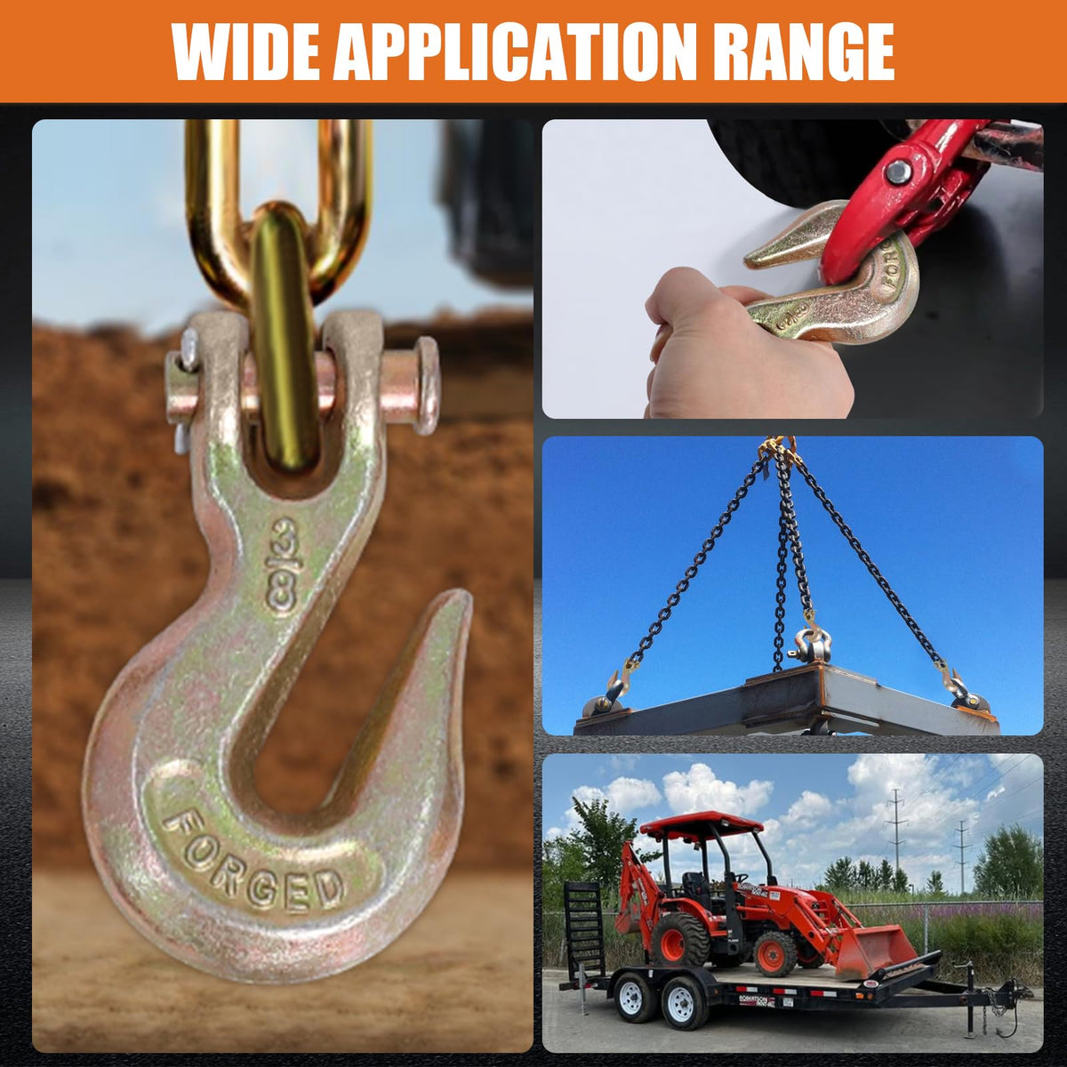 3/8" Grade 70 Clevis Grab Hooks, 10 Pack L47767