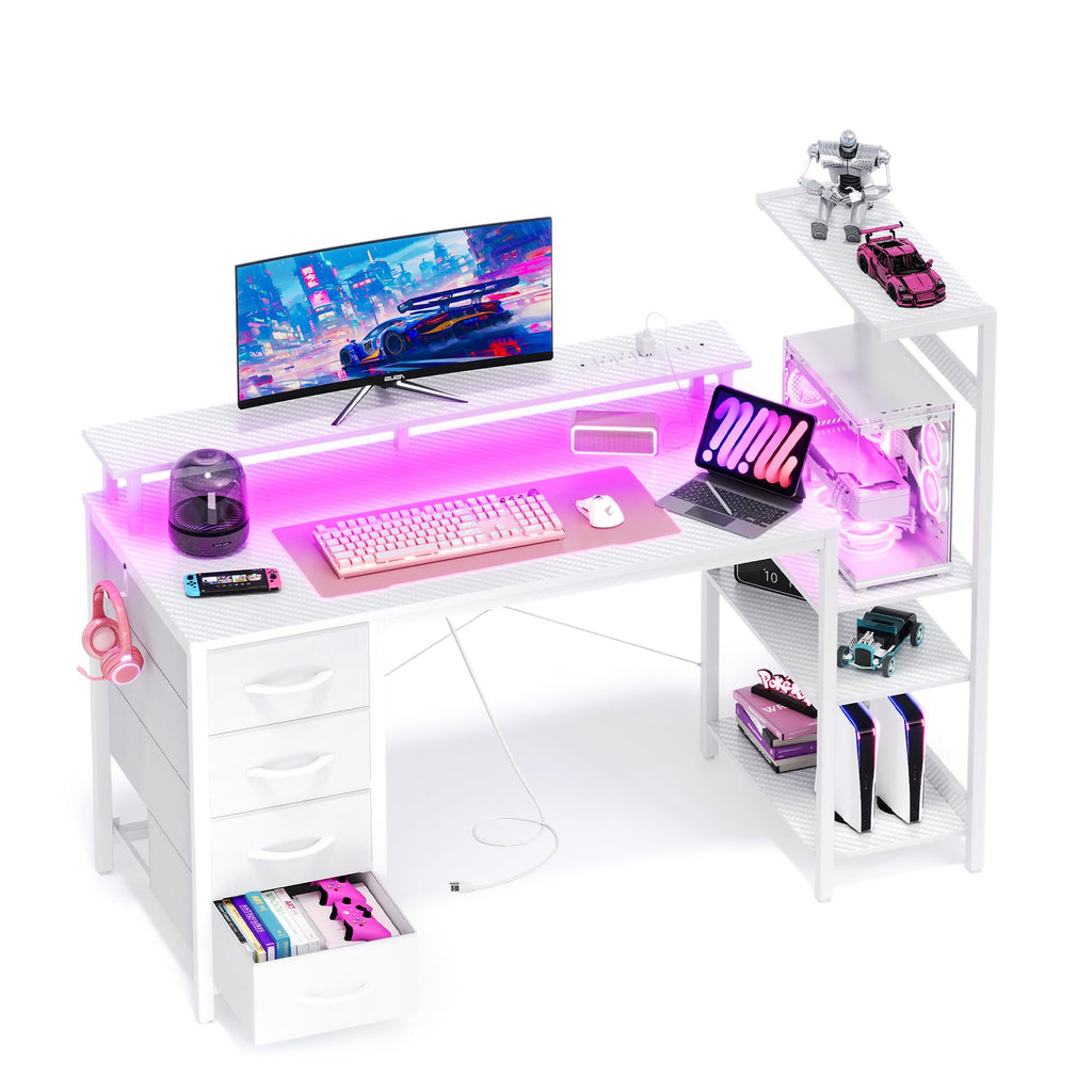51 Inch White Gaming Desk with Drawers M55758