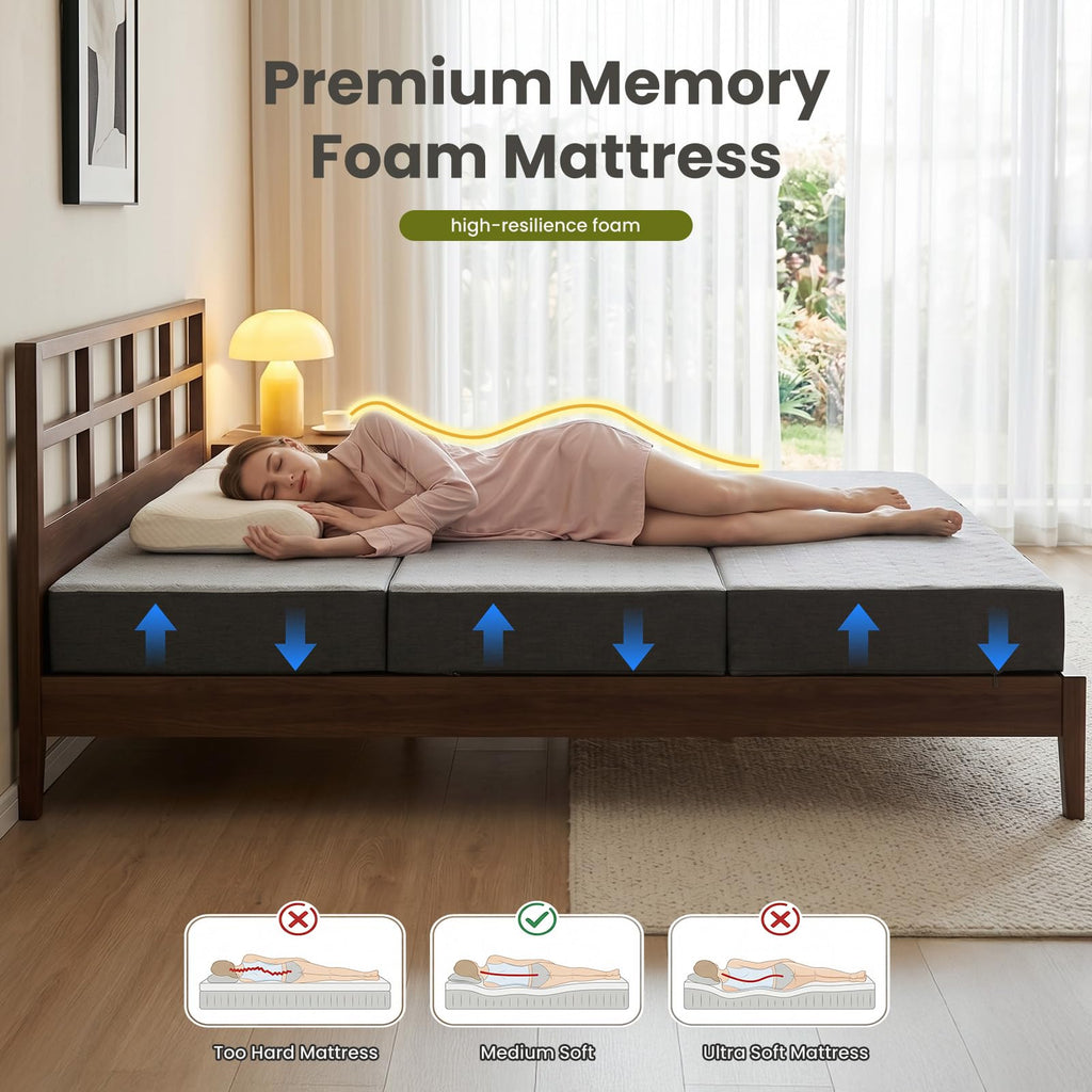 6" Trifold Full Size Memory Foam Mattress Q74808
