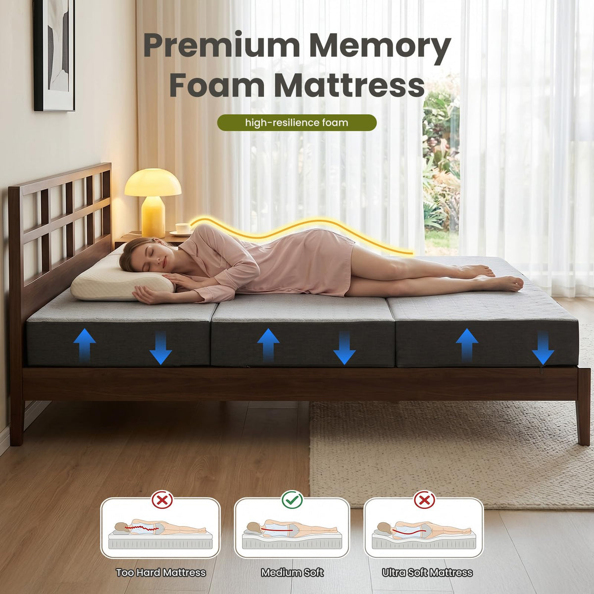 6" Trifold Full Size Memory Foam Mattress Q74808