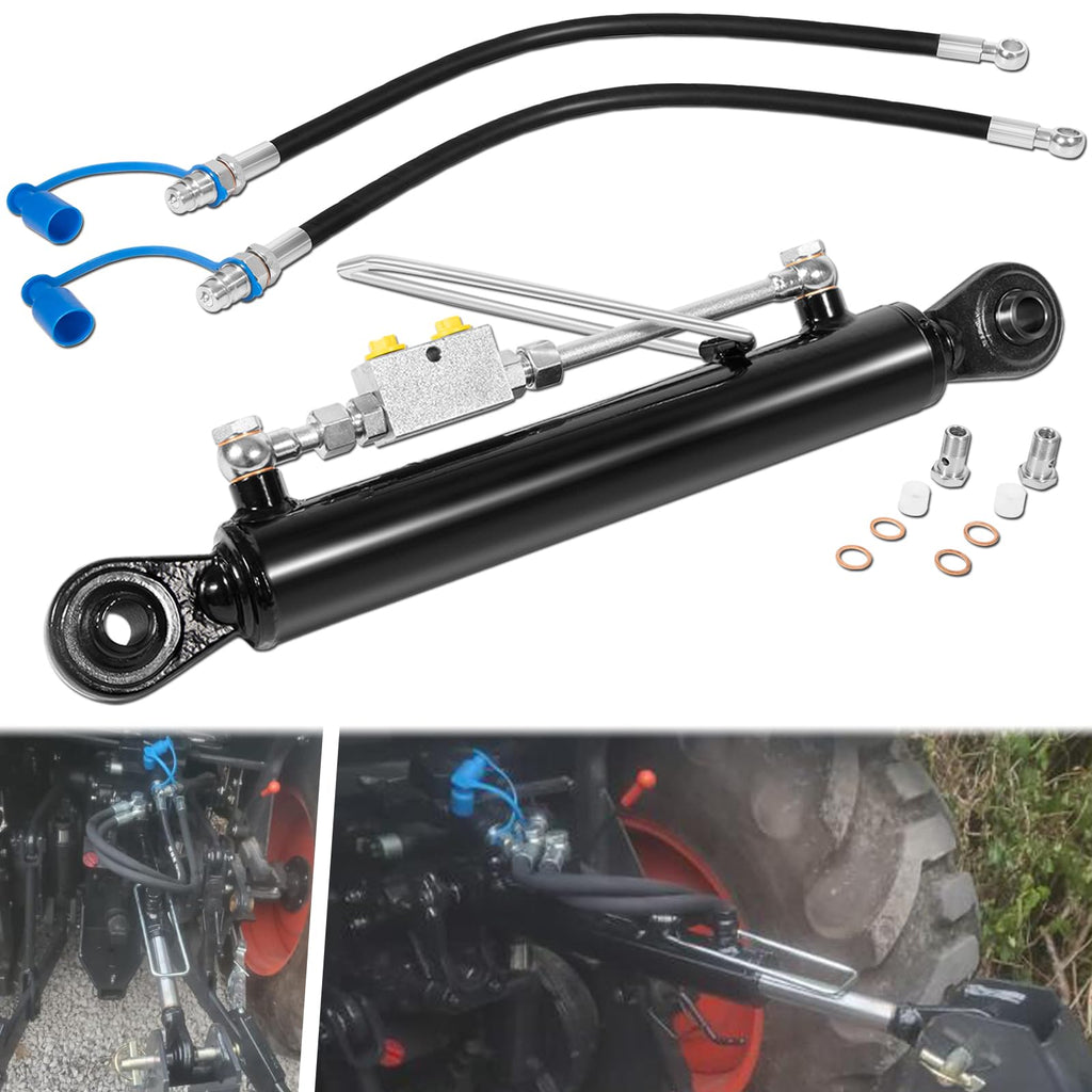 Hydraulic Top Link Cat. 1-1 with Locking Block 20 7/8” - 31 7/8” with 2 x Hose, Two-Way Check Valve Hydraulic Cylinder Set Q191